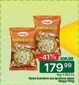 Seme bundeve suvopečene slane Mogyi 130g
