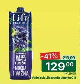 Voćni sok Life aronija vitamin C 1l