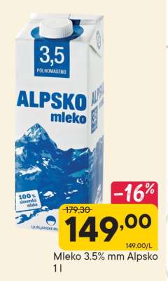 Mleko 3.5% mm Alpsko