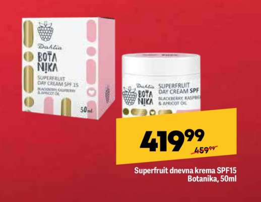Superfruit dnevna krema SPF15 Botanika, 50ml