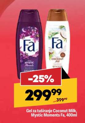 Gel za tuširanje Coconut Milk, Mystic Moments Fa, 400ml