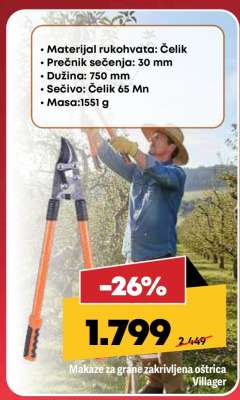 Makaze za grane zakrivljena oštrica, Villager