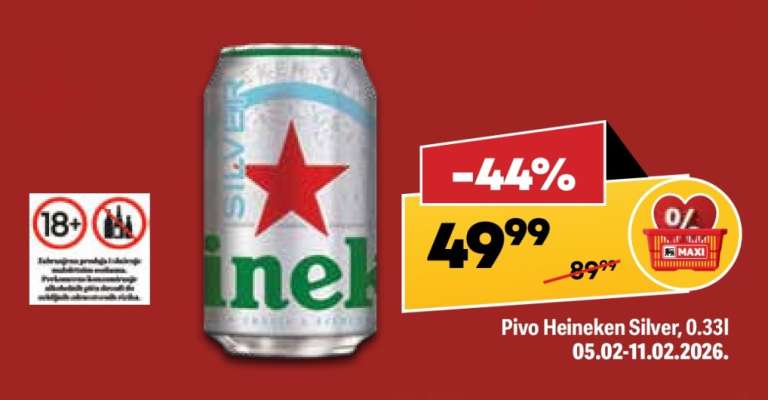 Pivo Heineken Silver, 0.33l