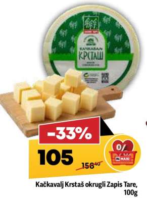 Kačkavalj Krstaš okrugli Zapis Tare, 100g