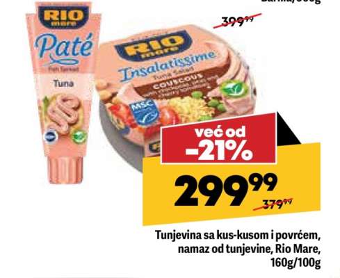 Tunjevina sa kus-kusom i povrćem, namaz od tunjevine, Rio Mare, 160g/100g