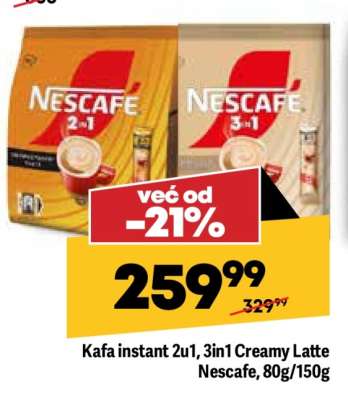 Kafa instant 2u1, 3in1 Creamy Latte Nescafe, 80g/150g