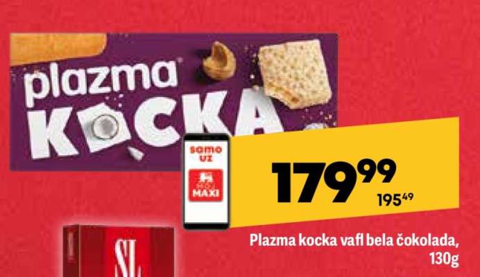 Plazma kocka vafl bela čokolada, 130g