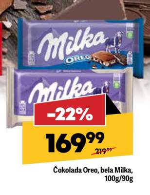Čokolada Oreo, bela Milka, 100g/90g
