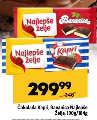 Čokolada Kapri, Bananica Najlepše Želje, 190g/184g