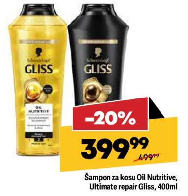 Šampon za kosu Oil Nutritive, Ultimate repair Gliss, 400ml
