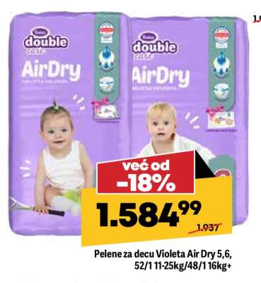 Pelene za decu Violeta Air Dry 5,6, 52/1 11-25kg/48/1 16kg+