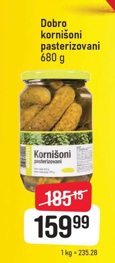 Dobro kornišoni pasterizovani 680 g