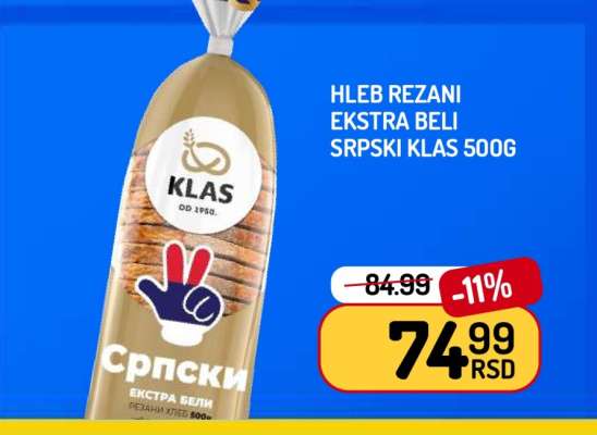 Hleb rezani ekstra beli Srpski Klas 500g