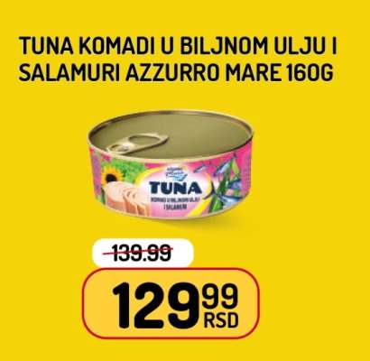 Tuna Komadi u Biljnom Ulju i Salamuri Azzurro Mare 160g