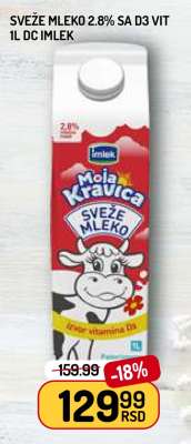 SVEŽE MLEKO 2.8% SA D3 VIT 1L DC IMLEK