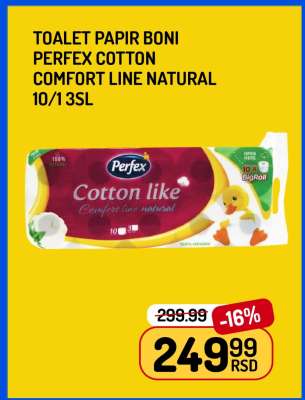 TOALET PAPIR BONI PERFEX COTTON COMFORT LINE NATURAL 10/1 3SL