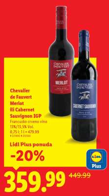 Chevalier de Fauvert Merlot ili Cabernet Sauvignon IGP