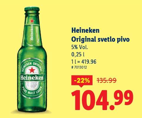 Heineken Original svetlo pivo