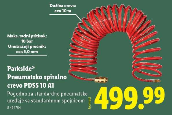 Parkside Pneumatsko spiralno crevo PDSS 10 A1