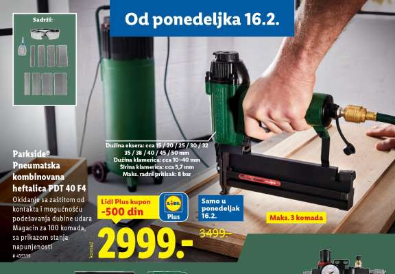 Parkside Pneumatska kombinovana heftalica PDT 40 F4