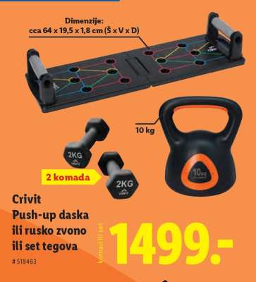 Crivit Push-up daska ili rusko zvono ili set tegova