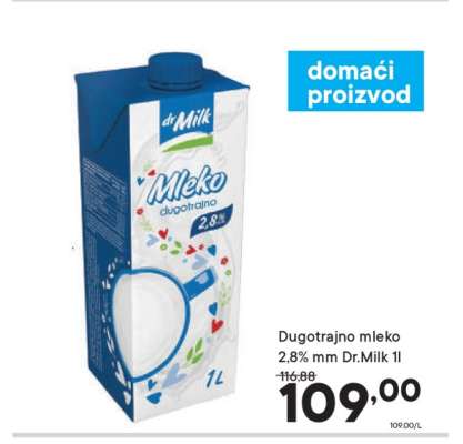 Dugotrajno mleko 2,8% mm Dr.Milk 1l