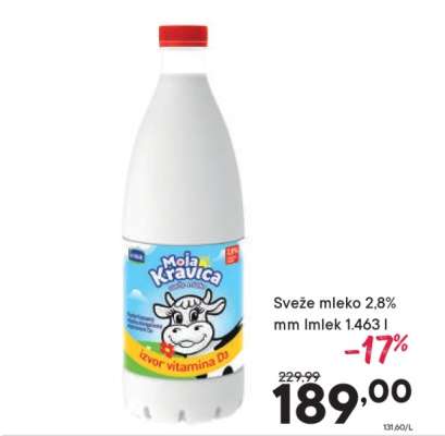 Sveže mleko 2,8% mm Imlek 1.463 l