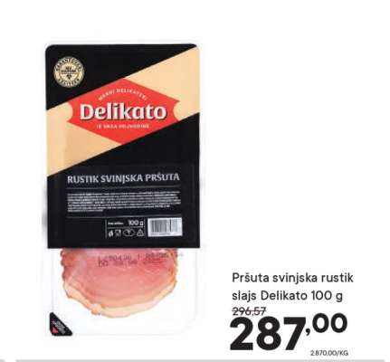 Pršuta svinjska rustik slajs Delikato 100 g