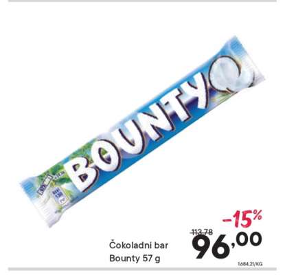 Čokoladni bar Bounty 57 g