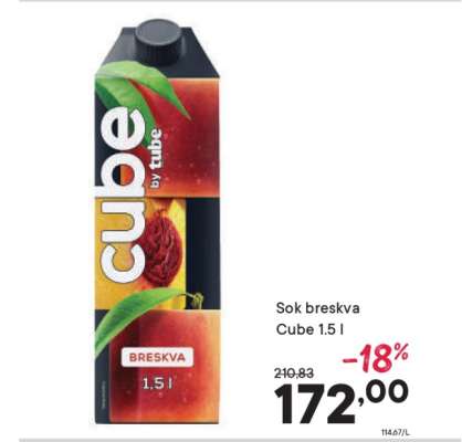 Sok breskva Cube 1.5 l