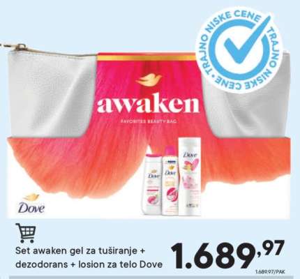 Set awaken gel za tuširanje + dezodorans + losion za telo Dove