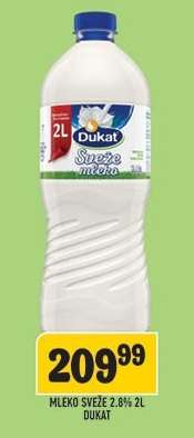 Mléko svěže 2.8% 2L Dukat