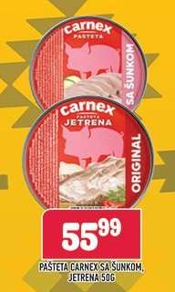 Pašteta Carnex sa šunkom, jetrena 50g