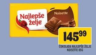 Čokolada Najlepše Želje Noisette 85g