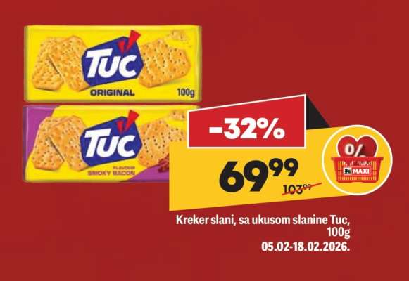 Kreker slani sa ukusom slanine Tuc , 100g