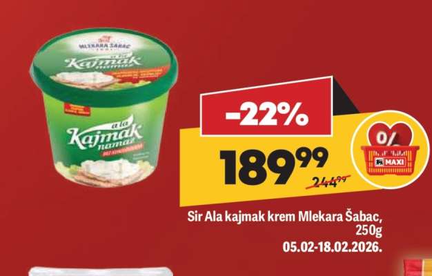 Sir Ala kajmak krem Mlekara Šabac 250g