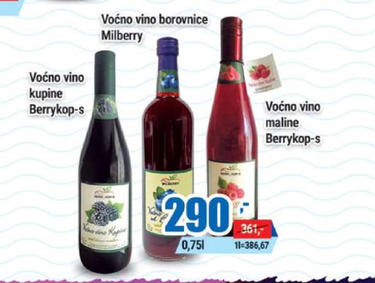 Voćno vino borovnice Milberry