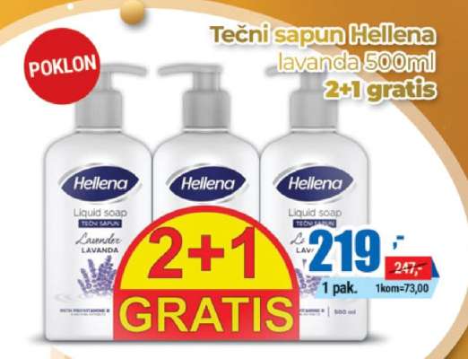 Tečni sapun Hellena lavanda 500ml 2+1 gratis