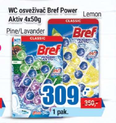 WC osvěživač Bref Power Aktiv 4x50g