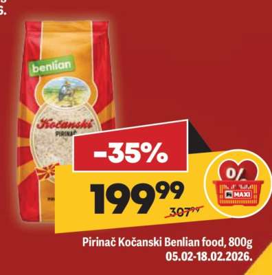 Pirinač Kočanski Benlian food 800g