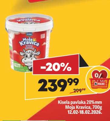 Kisela pavlaka 20% mm Moja Kravica 700g