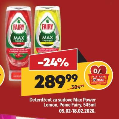 Deterdžent za sudove Max Power Lemon, Pome Fairy, 545ml