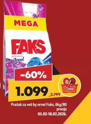 Prašak za veš by ornel Faks, 6kg/80 pranja