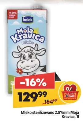 Mleko sterilizovano 2.8 mm Moja kravica 1L