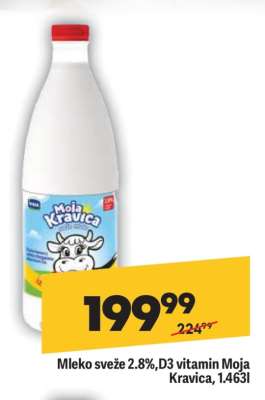 Mleko sveže 2.8%, D3 vitamin Moja Kravica, 1.463l