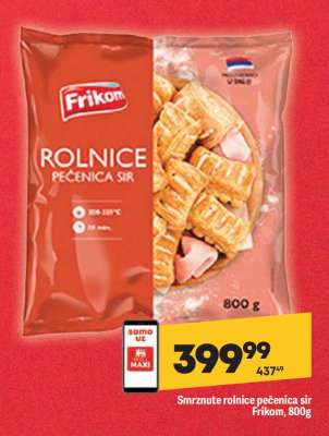 Smrznute rolnice pečenica sir Frikom , 800g