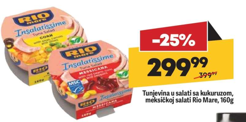 Tunjevina u salati sa kukuruzom , meksičkoj salati Rio Mare 160g