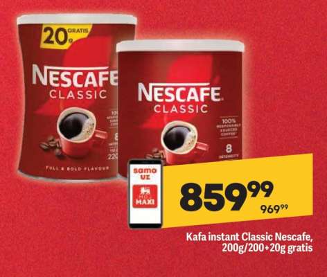 Kafa instant Classic Nescafe, 200g, 200+20g gratis