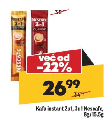 Kafa Instant 2u1, 3u1 Nescafe, 8g 15.5g