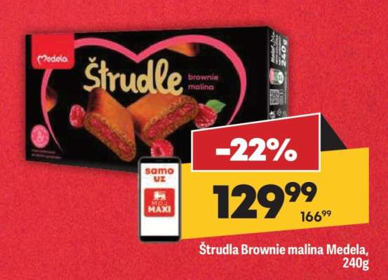 Štrudla Brownie malina Medela, 240g